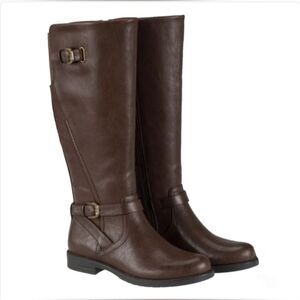 BARETRAPS Women's Tall Riding Boots Zip Close Brown Cushioned Size 10 NIB